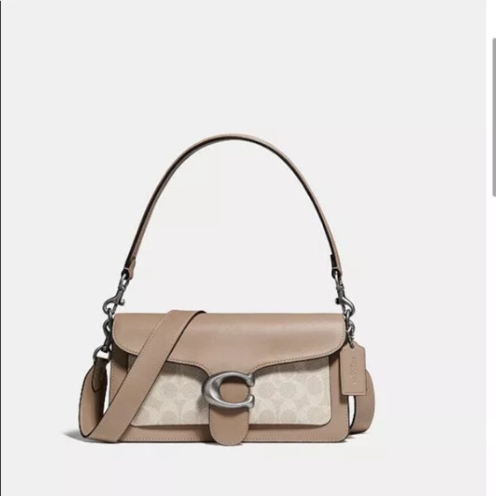 Coach Tabby 26 Signature Taupe/Silver Shoulder Bag
